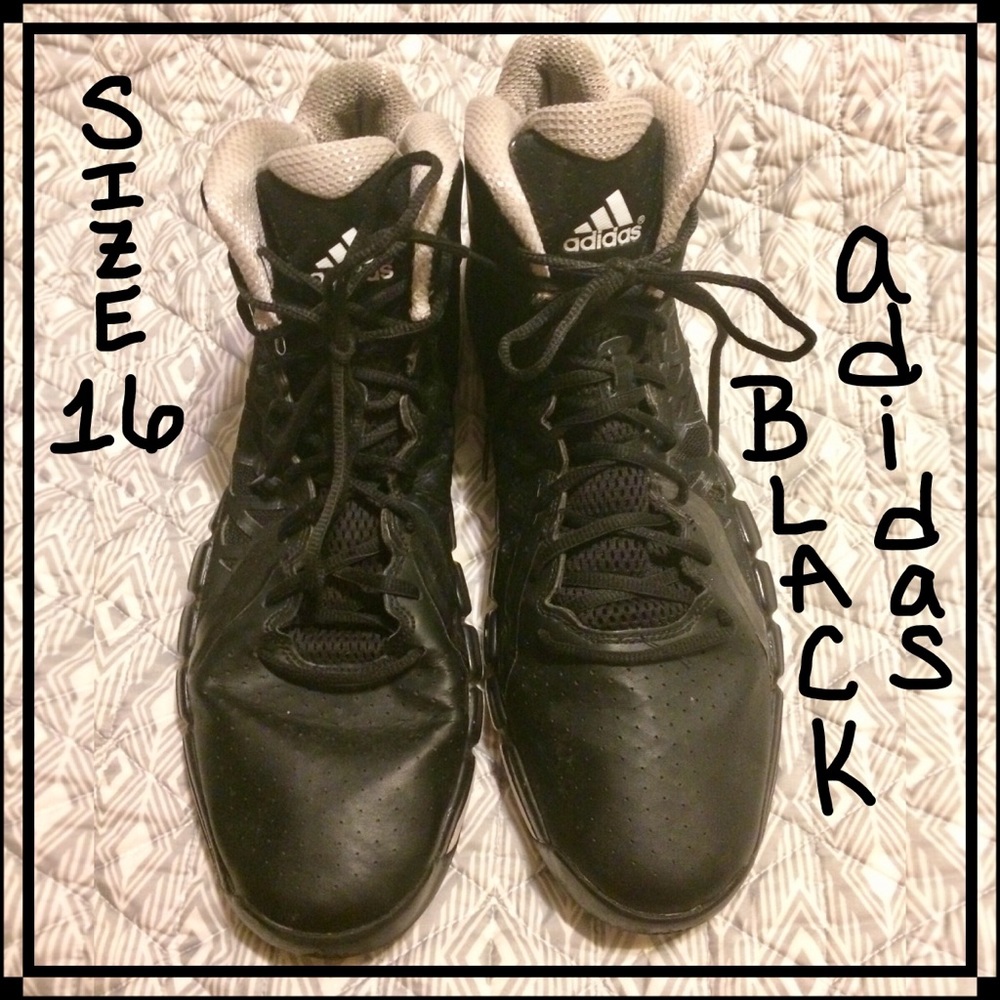 Black Adidas High Top Sz 16