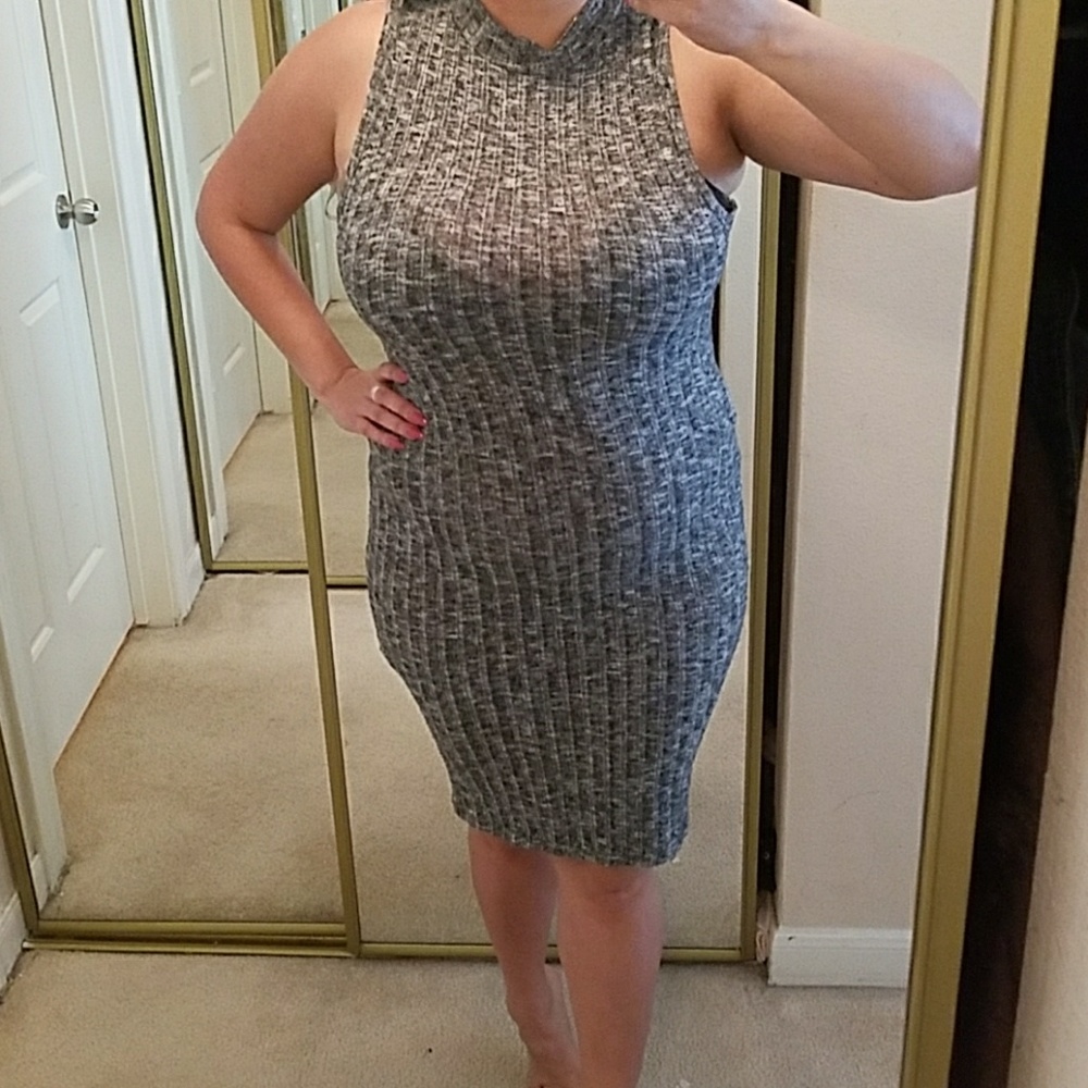 Grey midi dress L