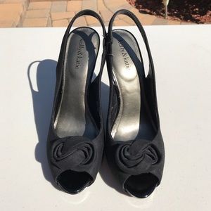 Black Open Toe & Open Heel Stilettos