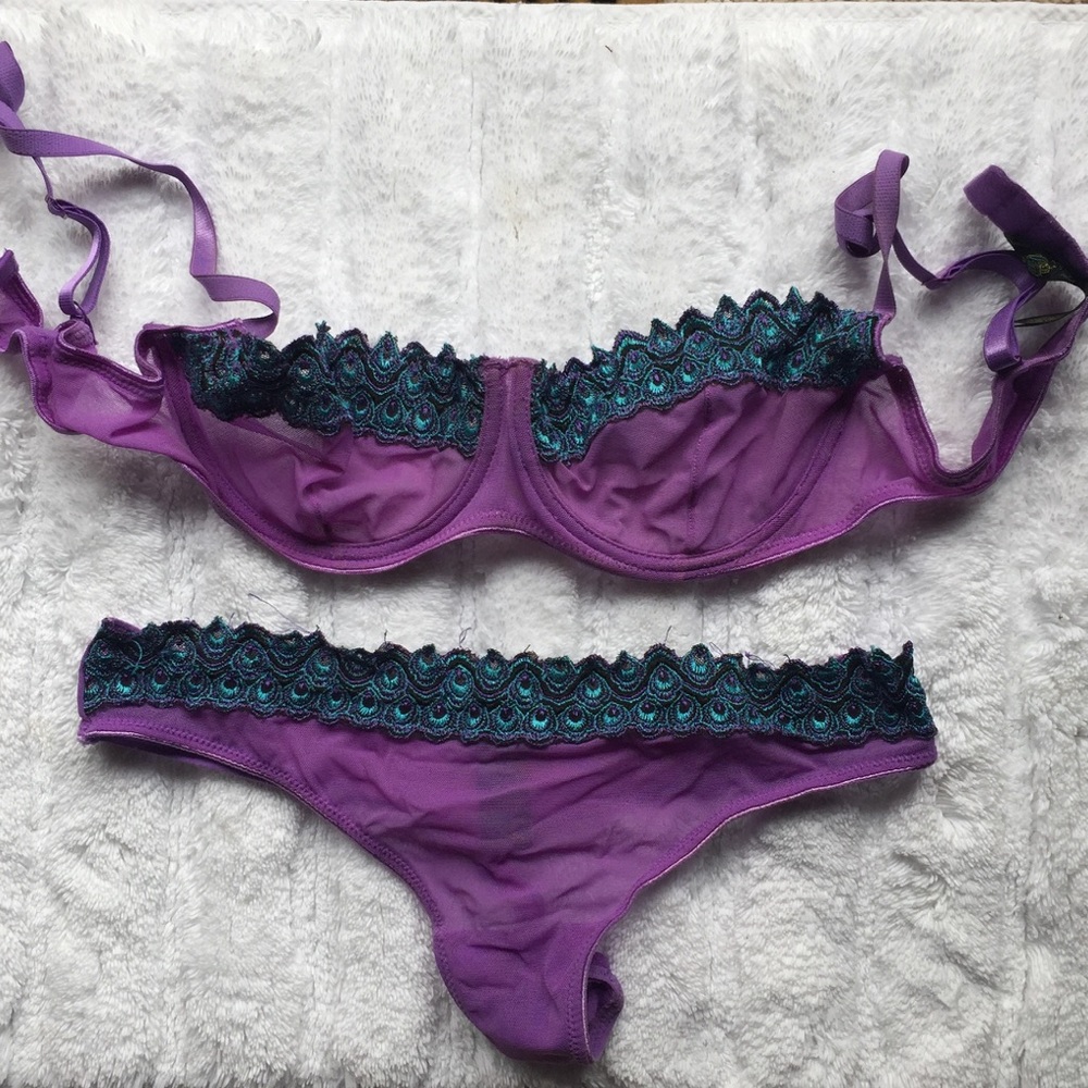 Peacock & Purple Bra & Thong