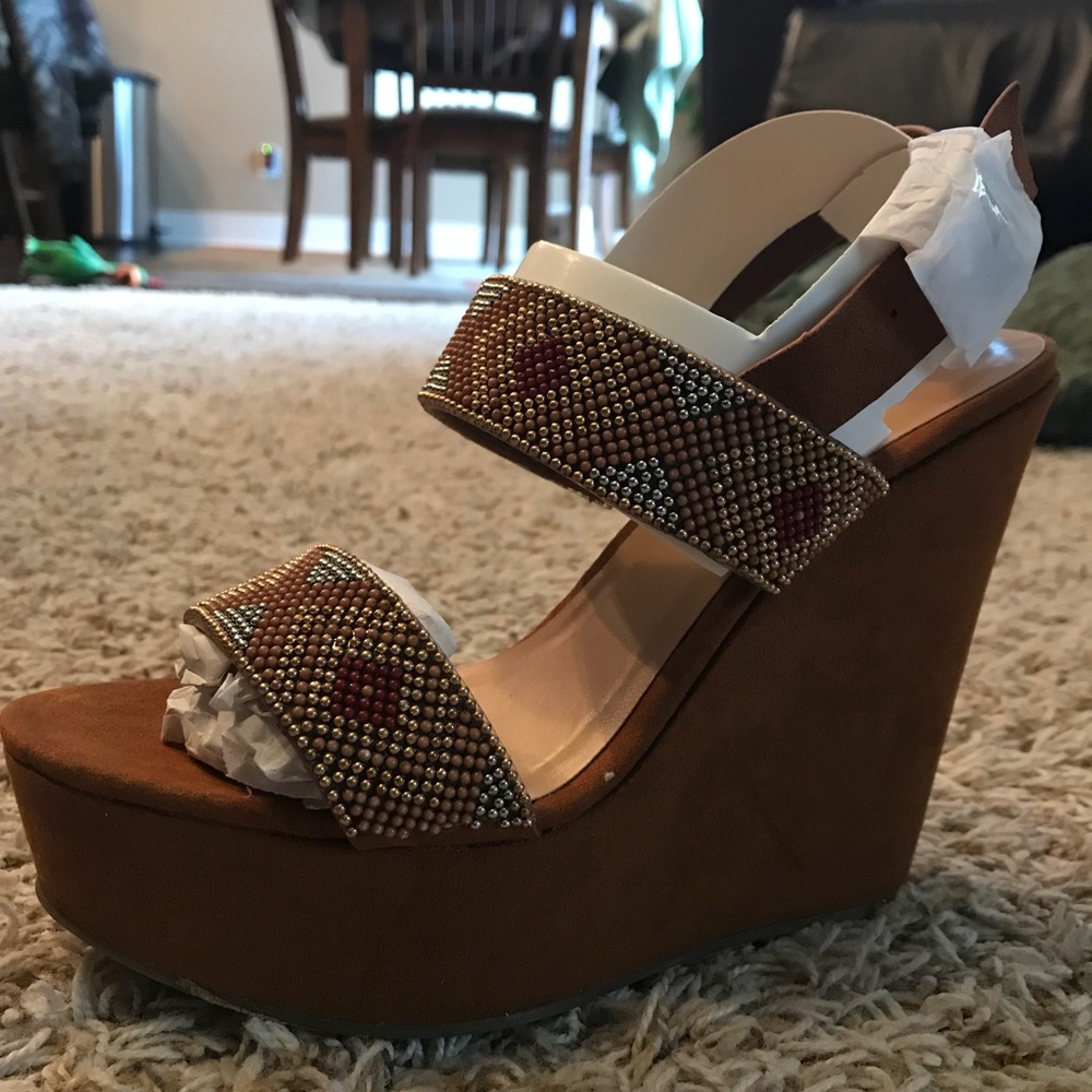 Brown platform wedges