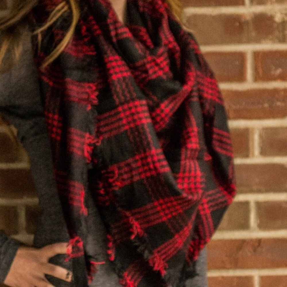 ✨New! Winter Wonder Plaid Knit Blanket Scarf - Picture 2 of 3