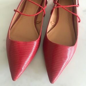 Red tie up flats