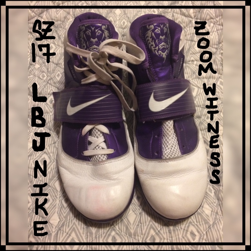 NIKE LBJ Zoom Witness Sz 17 Purple/White High Top