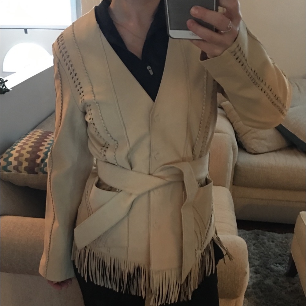Coldwater Creek Leather Fringe Jacket
