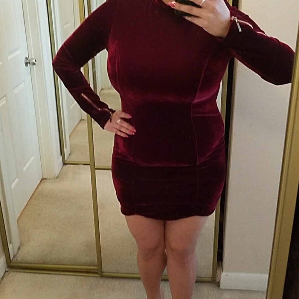Red velvet dress L NWT