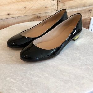Jcrew Black Patent Flats w/ Gold Heel