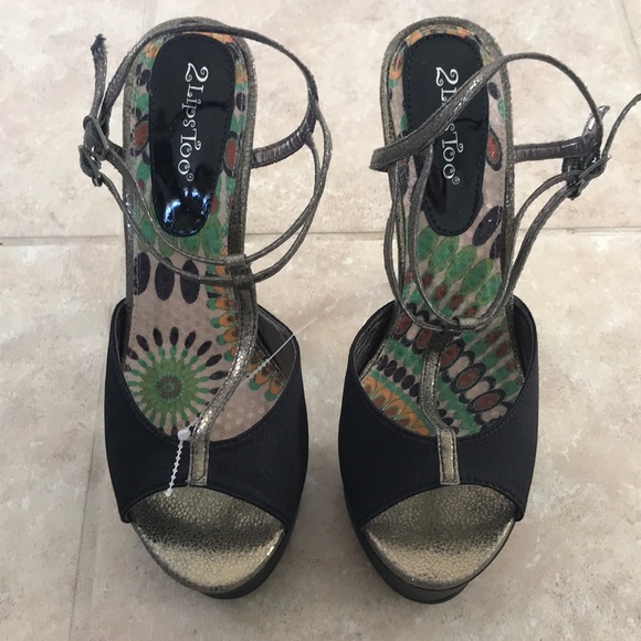 New 2 LIPS TOO Peep Toe Satin Platform Shoes Sz 9 - Picture 4 of 6