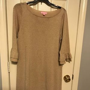 BEAUTIFUL G O L D Lilly Pulitzer sweater dress, Lg