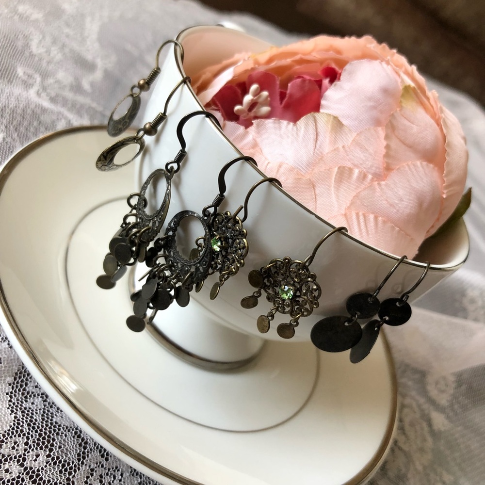 Four pairs of Bronze earrings