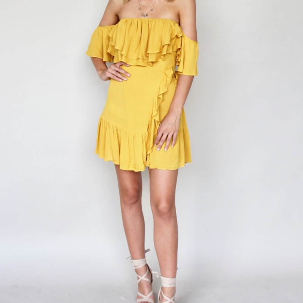 Indikah mustard mini dress