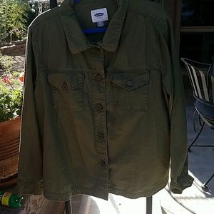 Military green jacket with embroidery