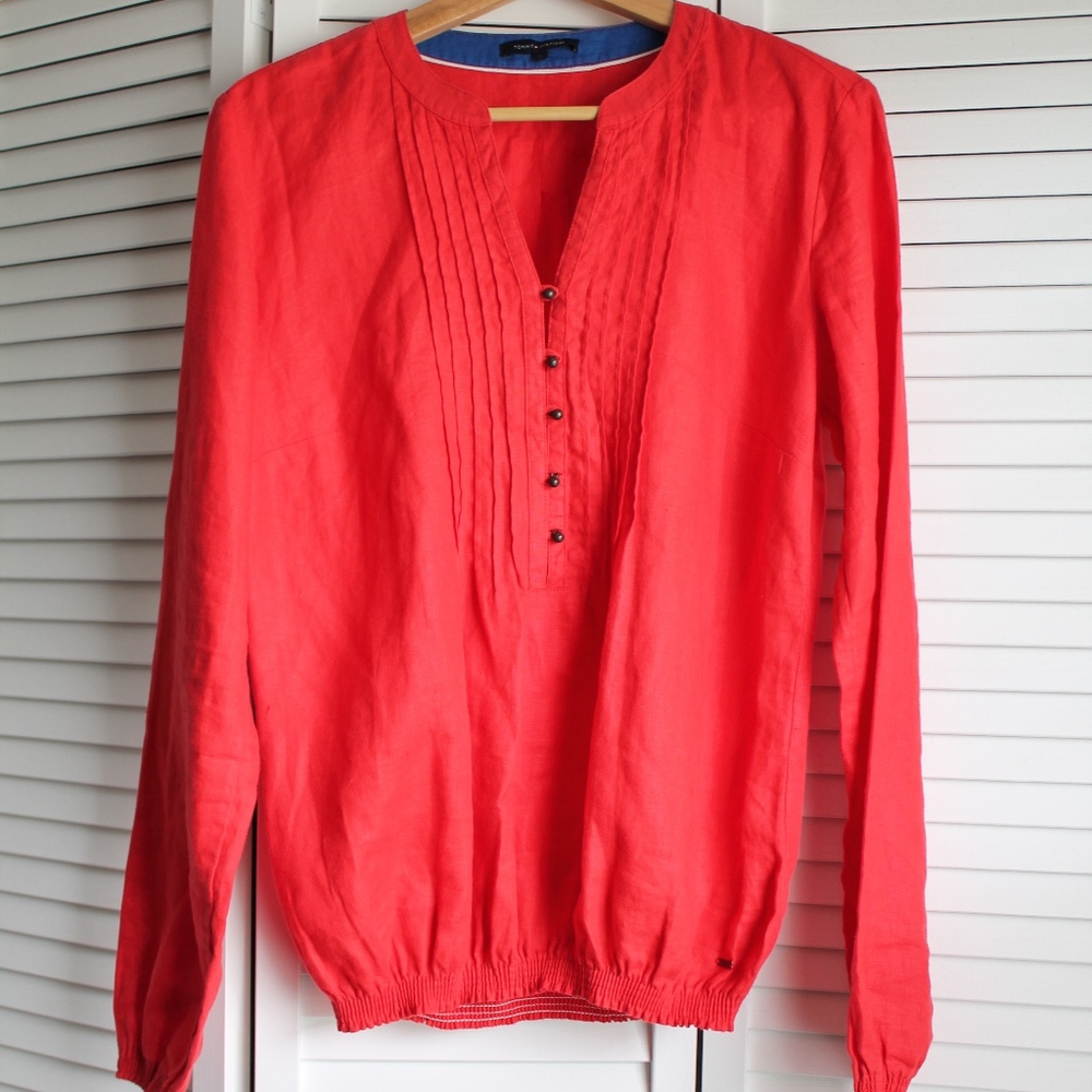 Tommy Hilfiger Red Long-Sleeve Button Shirt