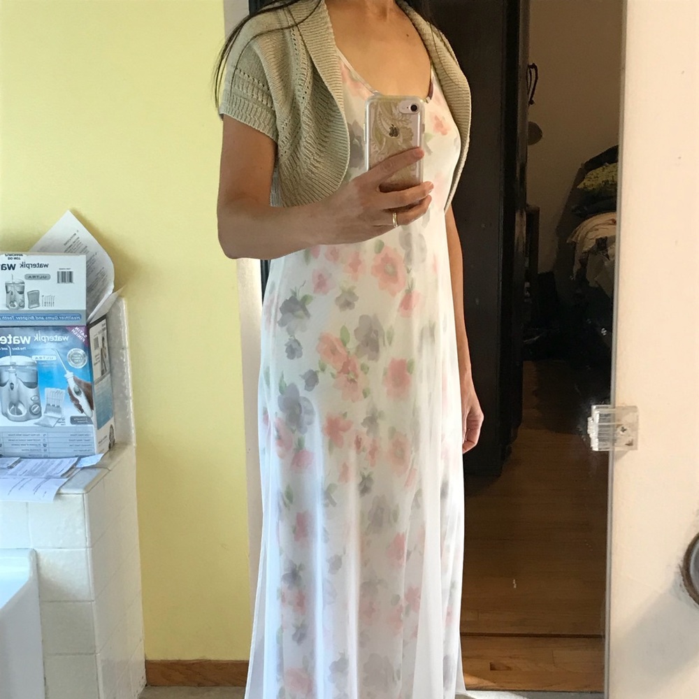 Express floral maxi dress with sheer top layer