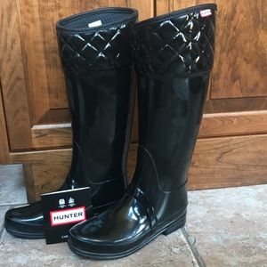 Hunter High Gloss Quilted Rain Boot