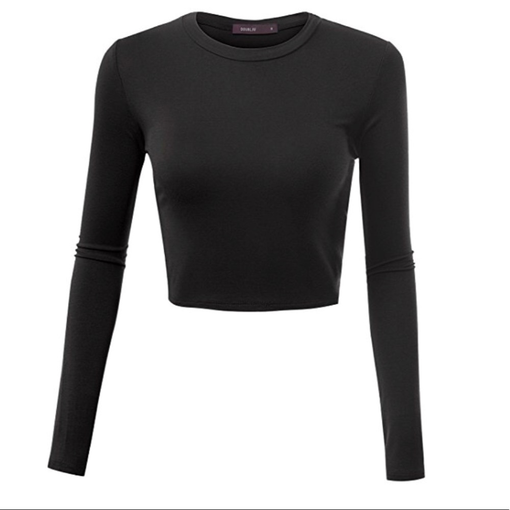 Black long sleeve crop top