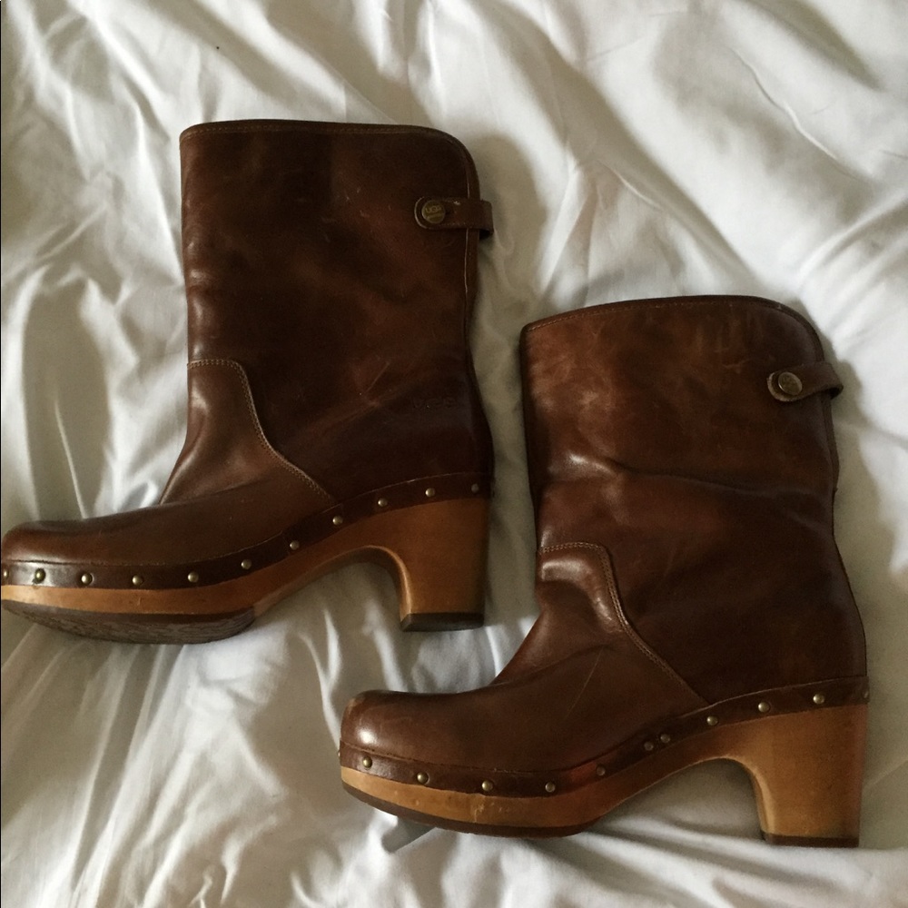 Brown leather UGG boots