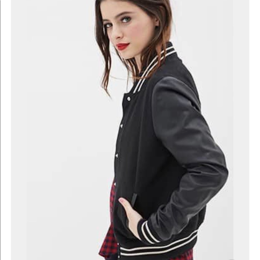 F21 Varsity Bomber Jacket, size L!