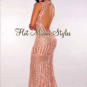 Long Sequin Mermaid Gown with Small Train