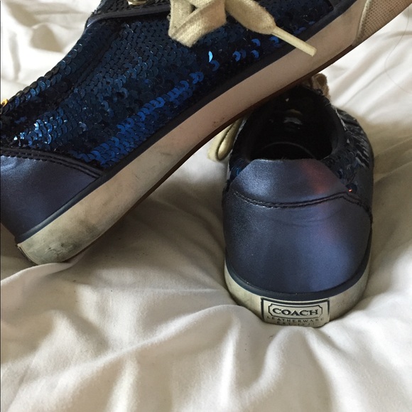 Blue sequined Coach tennis shoes - Picture 3 of 4