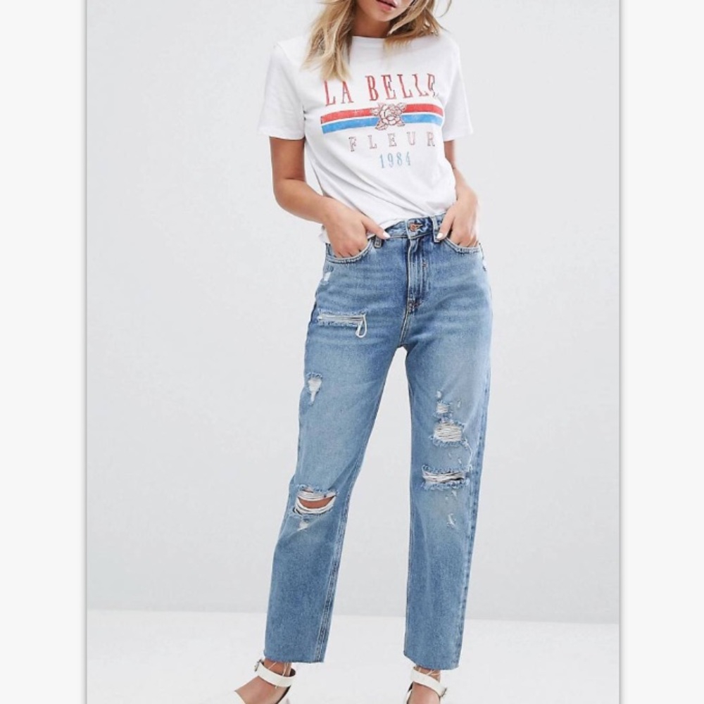 **NWT** ASOS New Look distressed mom jean