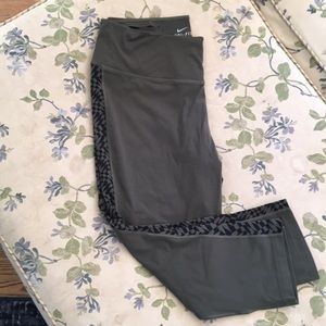 Nike Dri-Fit crops olive green