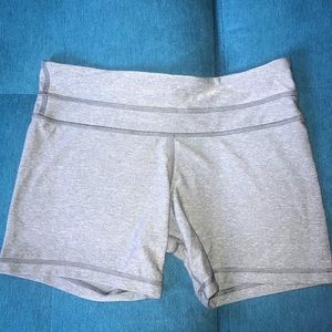 Gray Lululemon shorts.