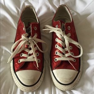 Red sparkly converse