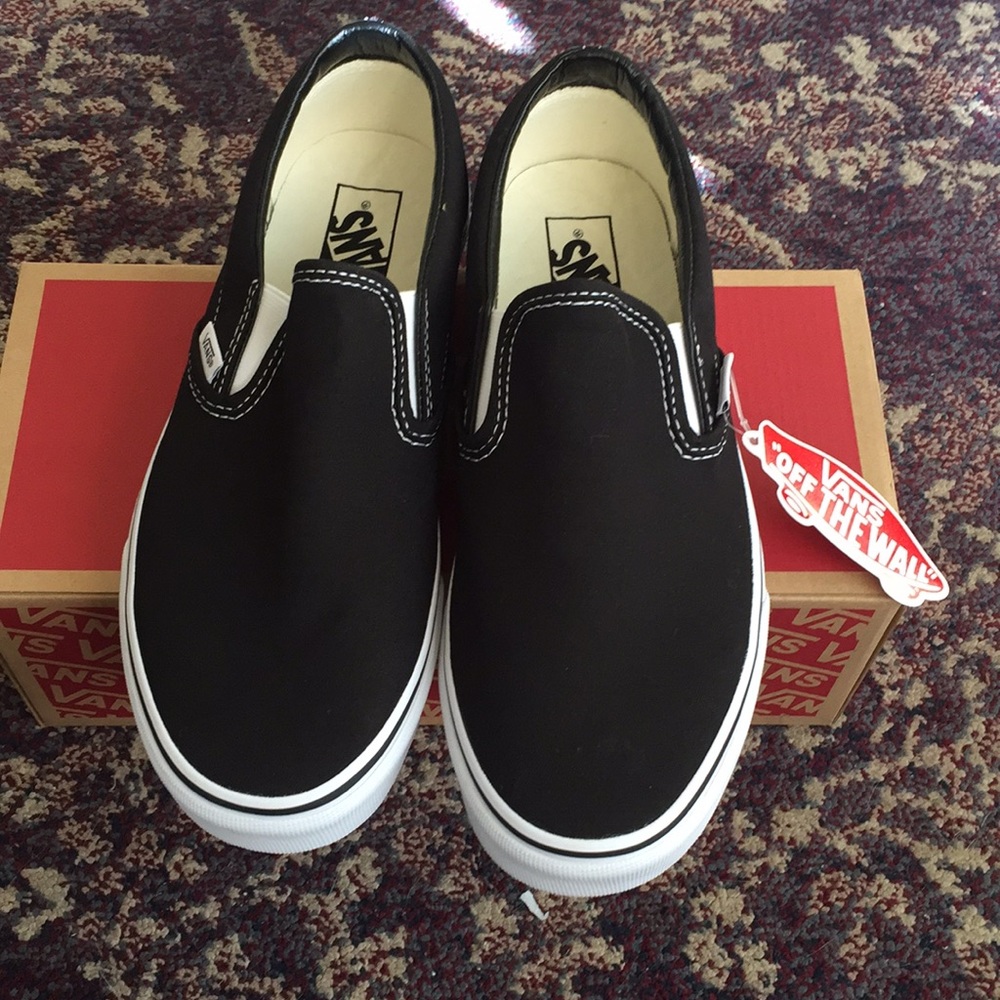 Brand New Classic Black Slip Ons