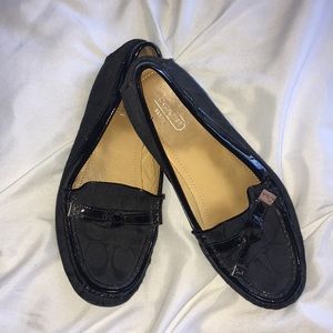 Black coach signature canvas loafers