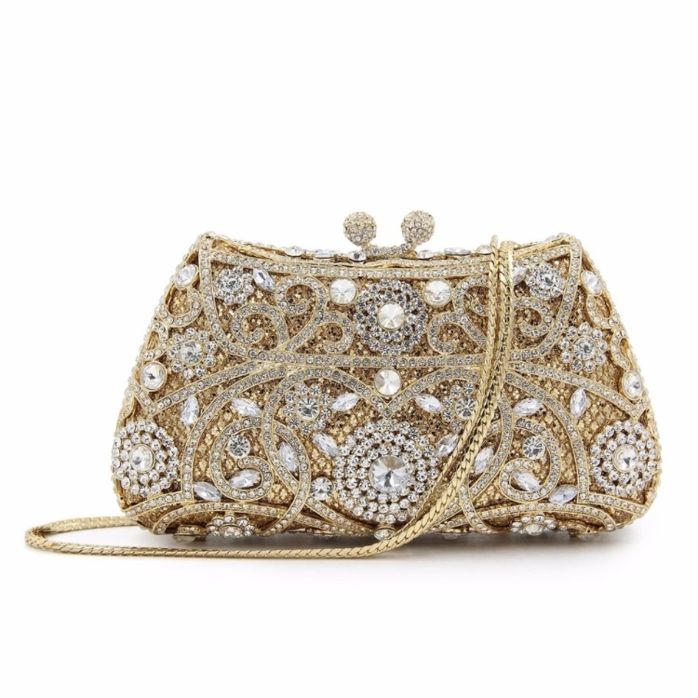 Diamond/crystal encrusted wedding clutch.