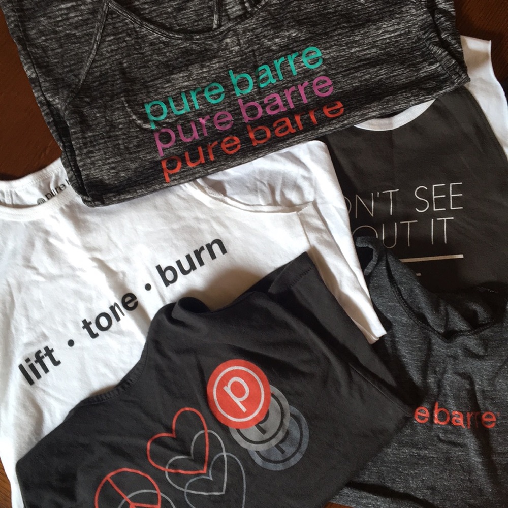 Pure Barre tank top Lot!! 5 tanks!! Sm & Med