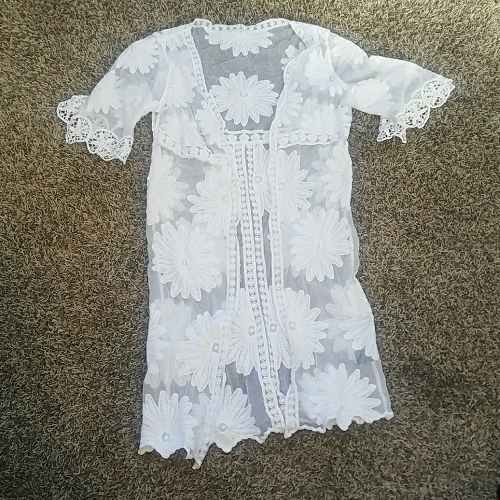 Sheer floral duster