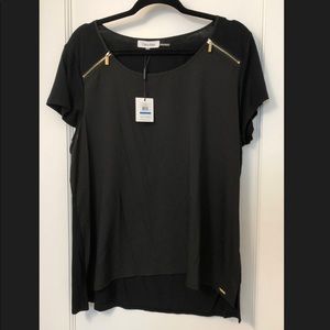 NWT black top w gold zipper detail by Calvin Klein