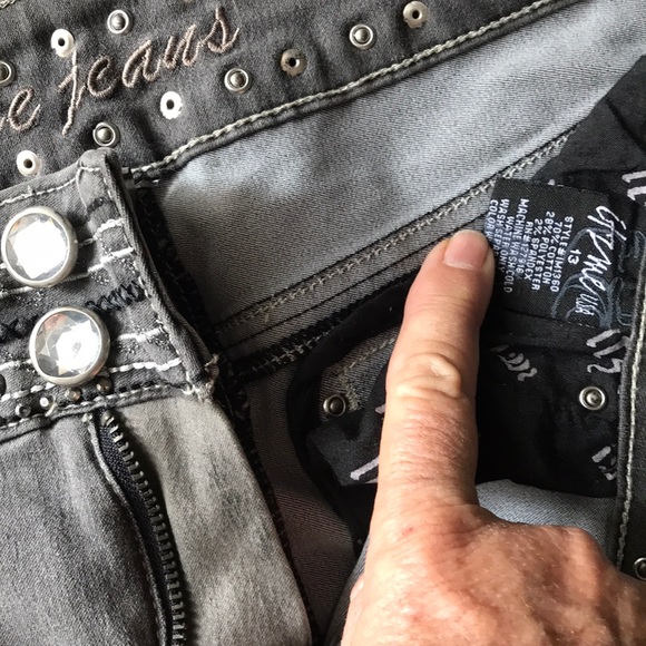 Soft Grey jeans with bling - Picture 2 of 5