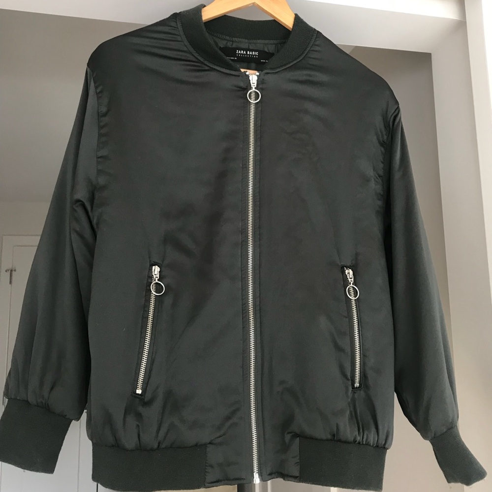 Zara olive green bomber jacket