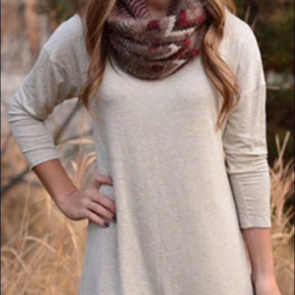long sleeve long shirt/mini dress with lace bottom