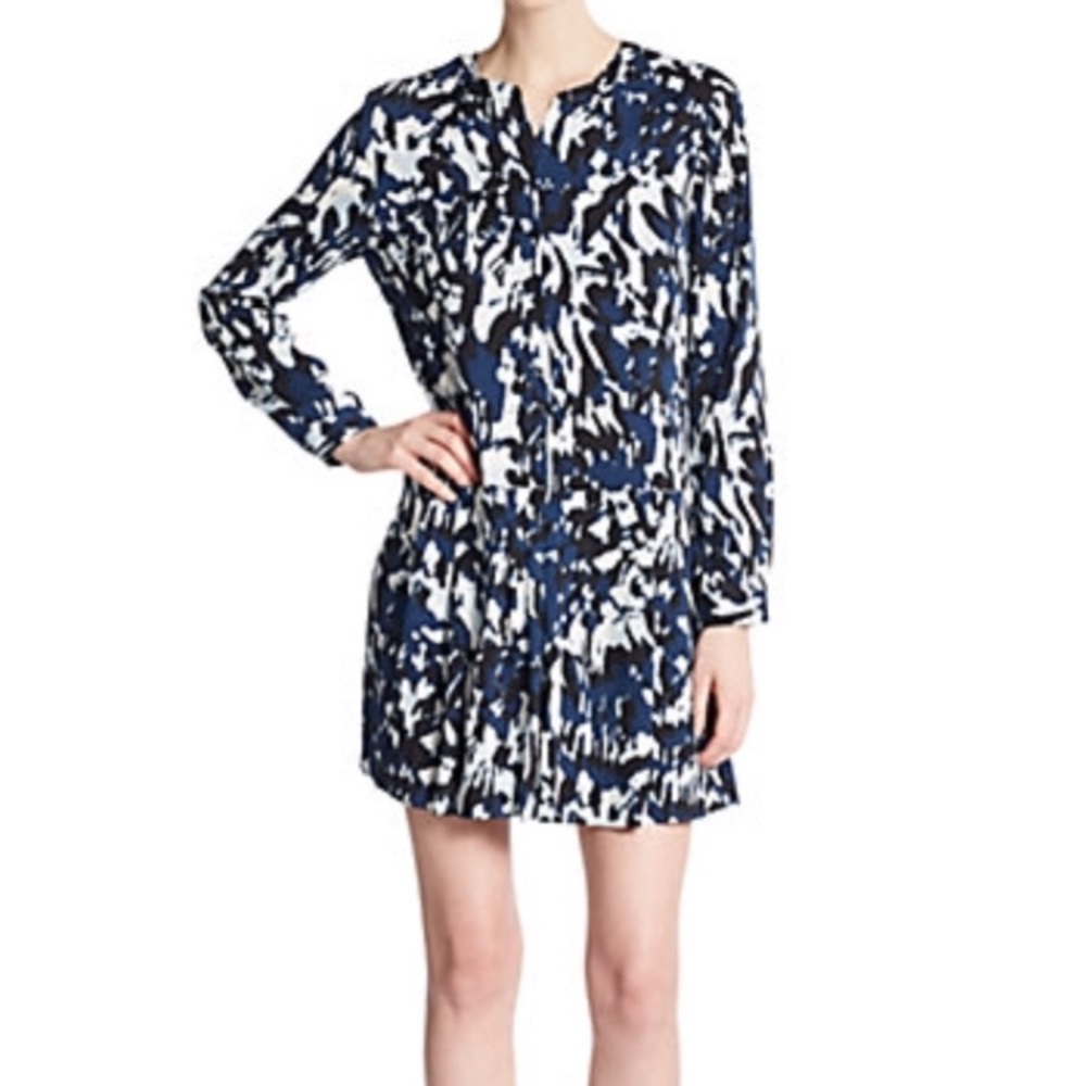 1. State shirt dress sz small, blue abstract print