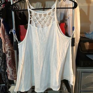 High neck white tank top