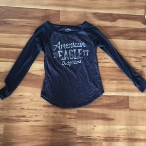 American eagle graphic tee x small navy blue