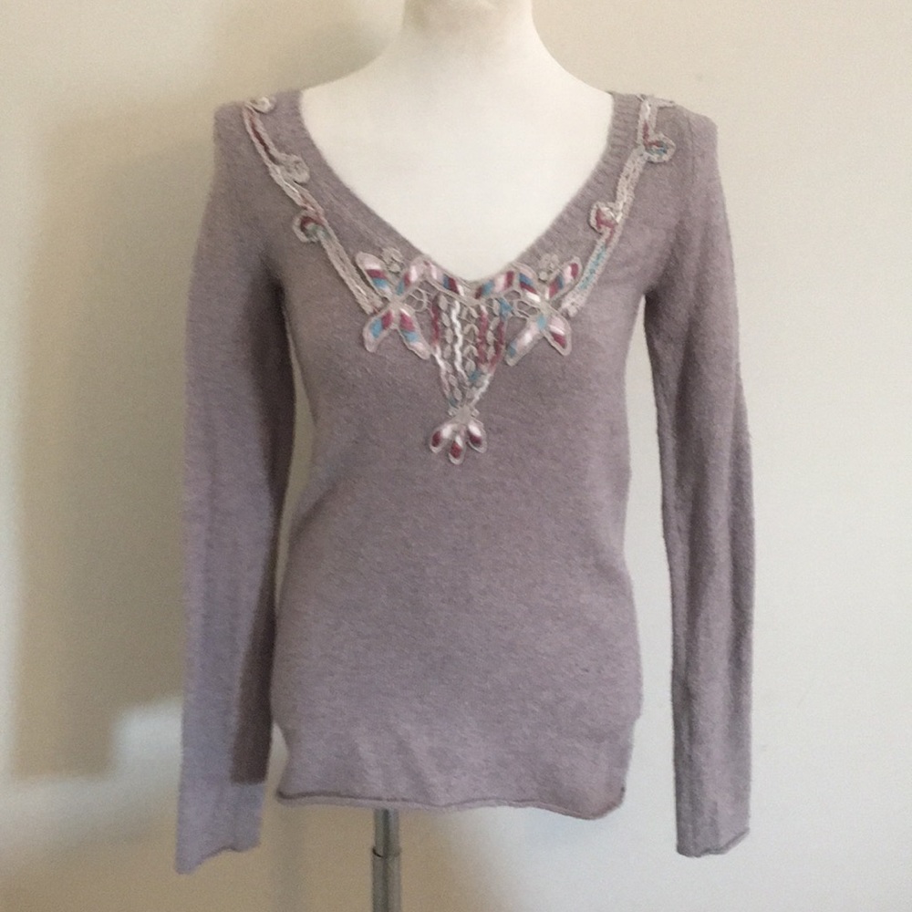 We the Free anthropologie gray stretchy sweater