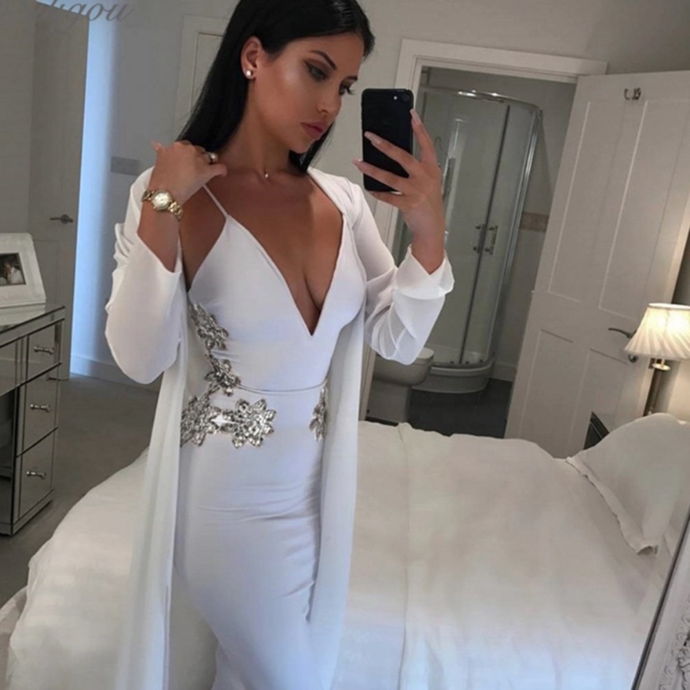 NWT white with silver  design BANDAGE dress