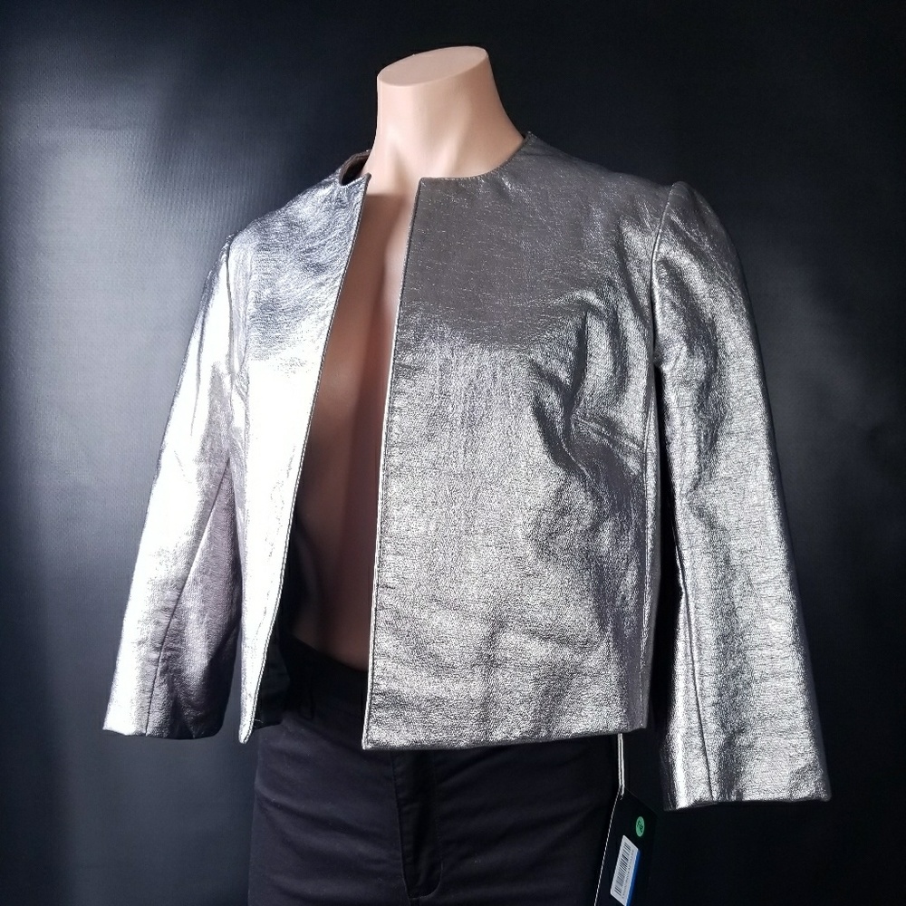 Cropped Metallic Champagne Jacket