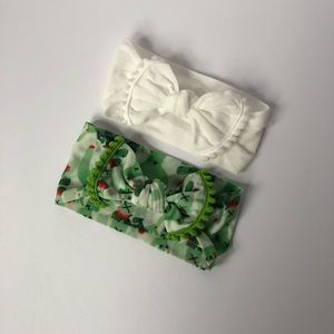 Baby Bling Bows Headband Cactus and White Trimmed