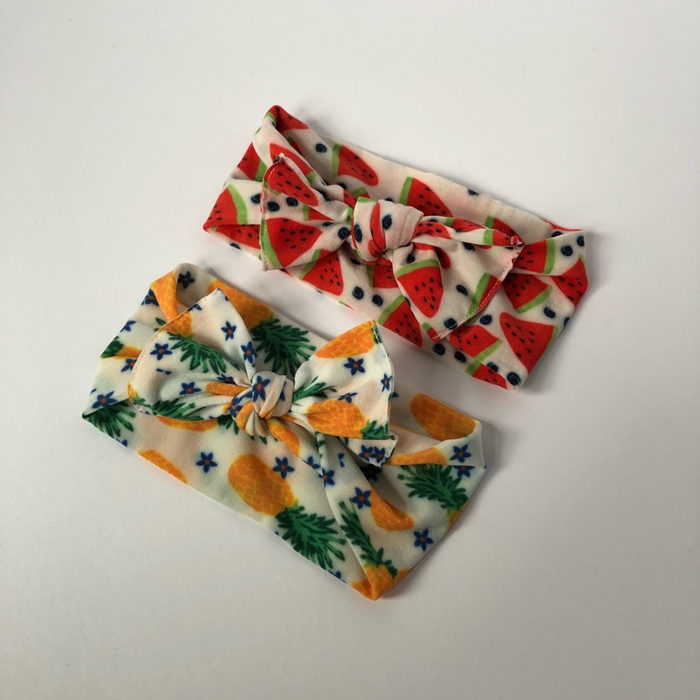 Baby Bling Bows headbands. Fruit prints.