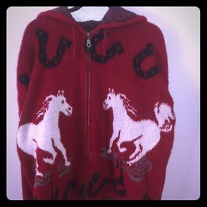 Ruminahui Alpaca Wool zip up sweater. XL Horseshoe