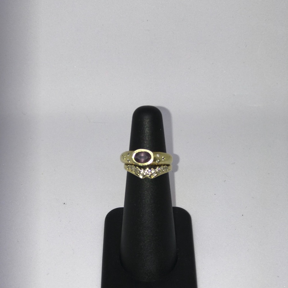 10k Yellow Gold, Amethyst, Diamonds size 5 - Picture 6 of 8