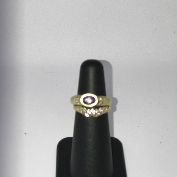 10k Yellow Gold, Amethyst, Diamonds size 5 - Picture 3 of 8