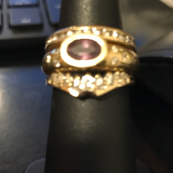 10k Yellow Gold, Amethyst, Diamonds size 5 - Picture 4 of 8