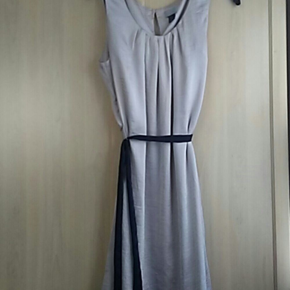 Pale pink dress with black waist tie